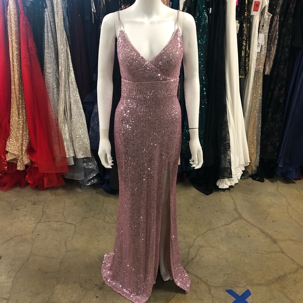La Femme Pink Sequin Prom Dress - Style 28616